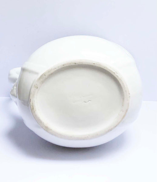 white ironstone pitcher bottom view