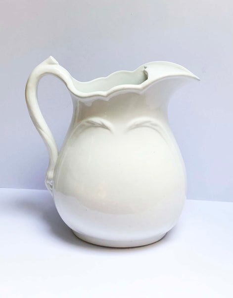 White ironstone Pitcher Grey gardens