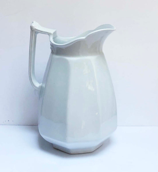 Grey Gardens white ironstone vintage pitcher tall