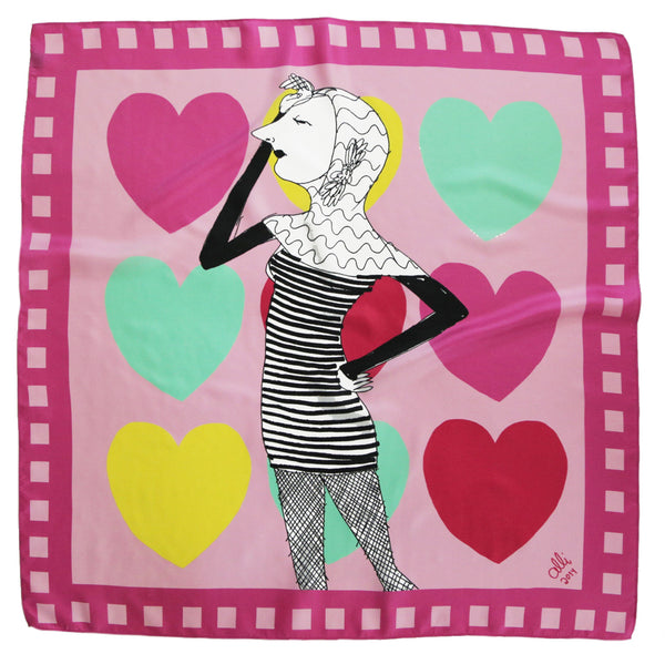 Staunch Little Edie | Edie Hearts Scarf - Grey Gardens
