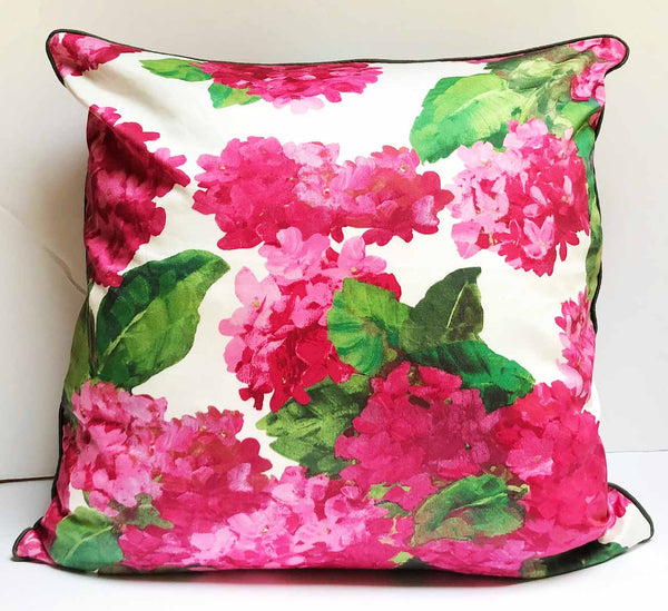 Grey Gardens| Pink Hydrangea Chintz Pillows