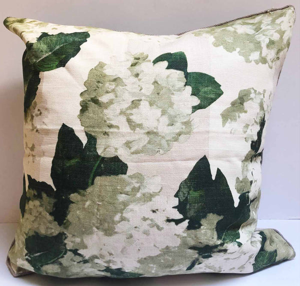 white stripe hydrangea pillow front