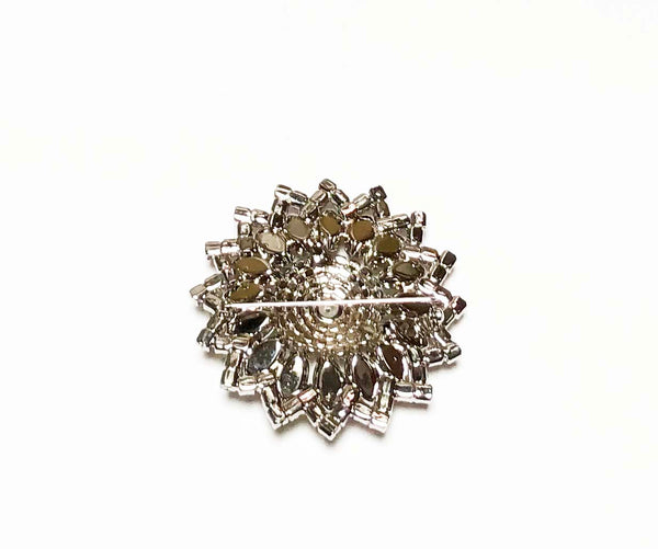 Vintage Little Edie style rhinestone brooch back - round