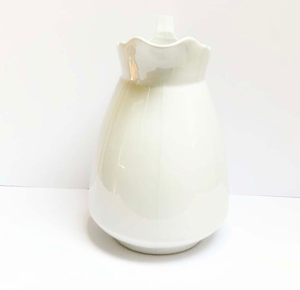 white ironstone pitcher front view