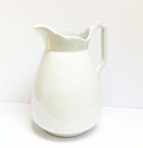 White tall ironstone pitcher