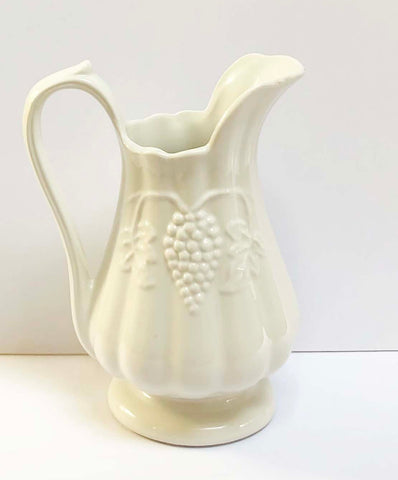 White Ironstone pitcher Vintage Red Cliff Grey Gardens