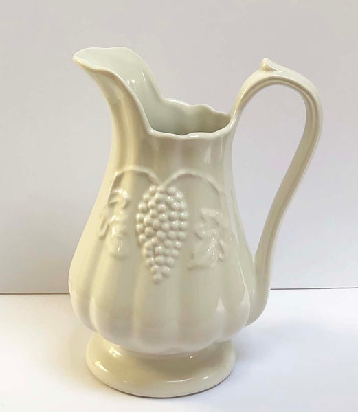 White Ironstone pitcher Vintage Red Cliff Grey Gardens