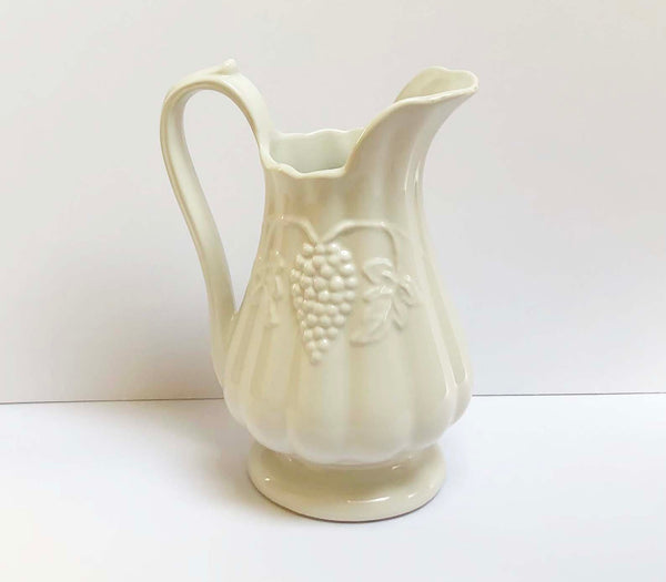 White Ironstone pitcher Vintage Red Cliff Grey Gardens