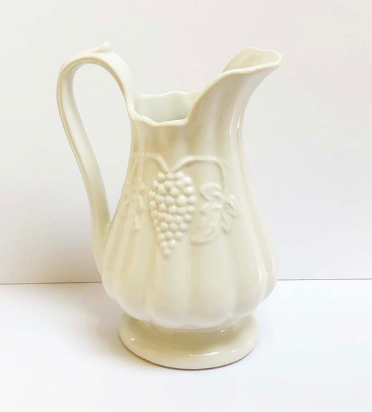 White Ironstone pitcher Vintage Red Cliff Grey Gardens