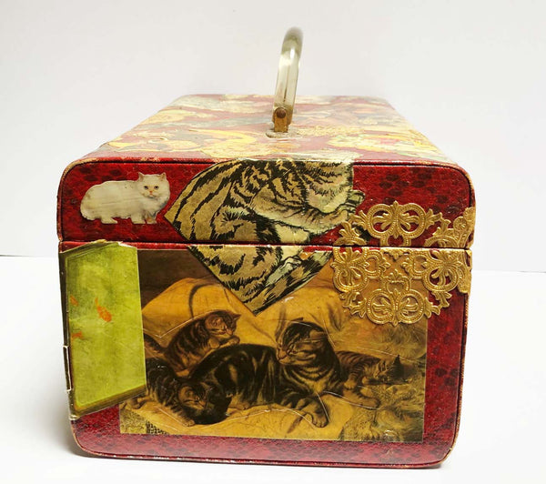 cat decoupage train case side view