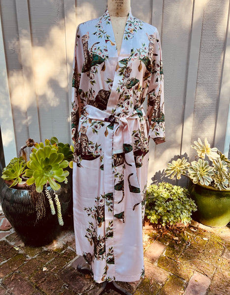 Staunch Silk long Kimono cat fabric