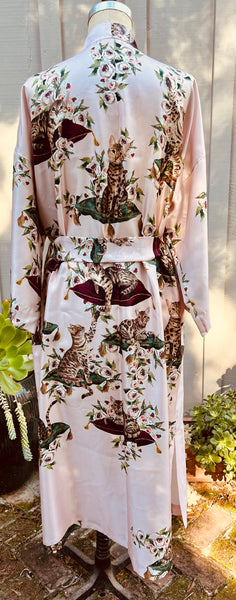 Staunch Silk long Kimono cat fabric