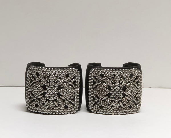 Black silk taffeta cuffs (pairP with french buckle embellishment 