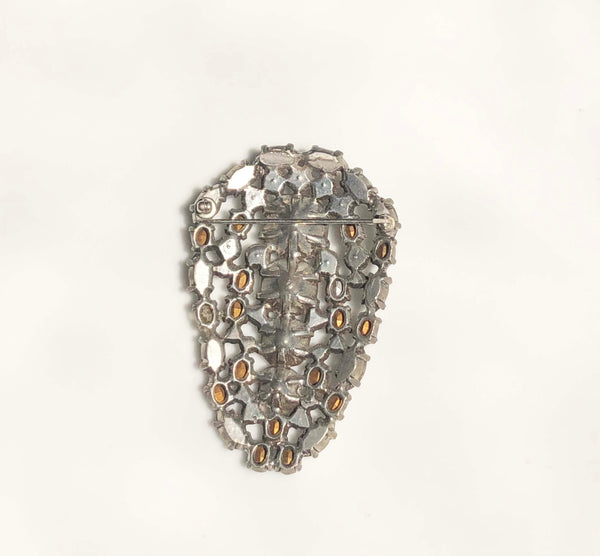 Vintage rhinestone brooch back view