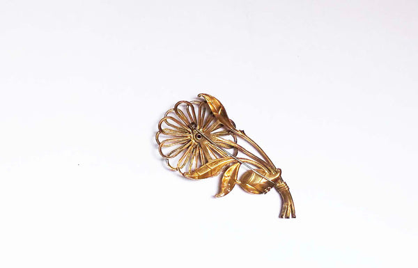 Grey Gardens vintage flower brooch back